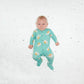 BAILEY - Printed Baby Sleepsuit - Aqua Bunny