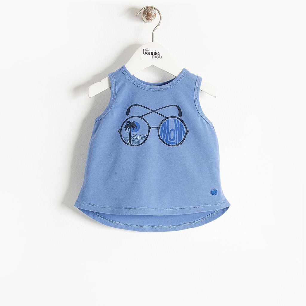 TOP - BABY - BLUE PLACED PRINT - BARREL