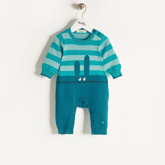 FLOPSY - Unisex Baby Knitted Bunny Baby Playsuit - Teal