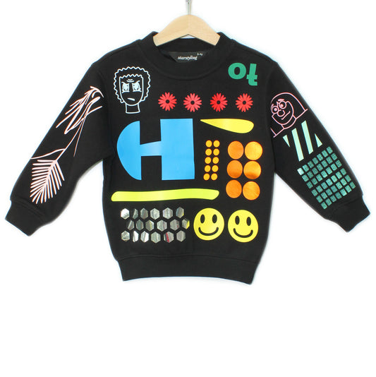 17-S EVERYTHING ALL OVER - Sweater - BLACK