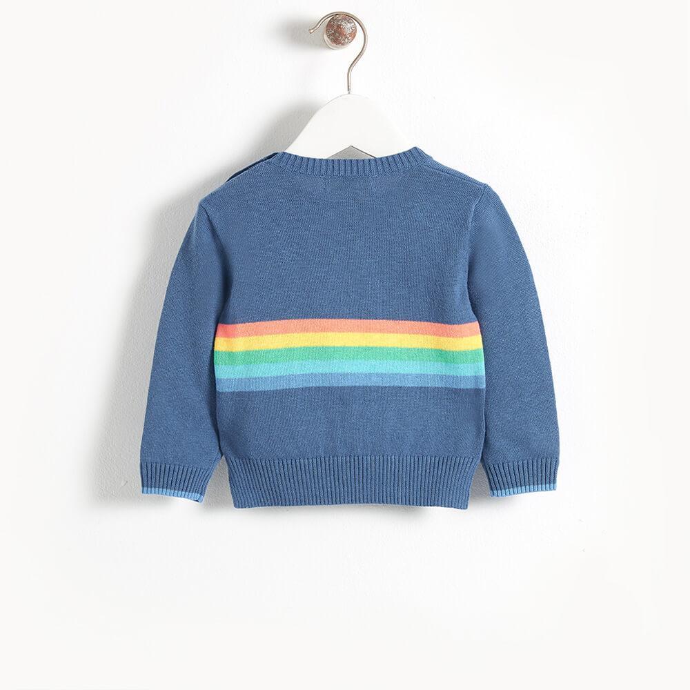 KLEE - Rainbow Sunshine Intarsia Baby Sweater - Navy