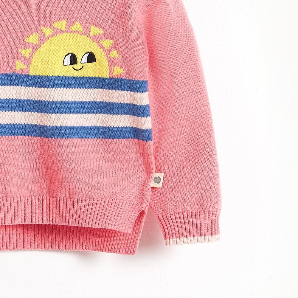 KLEE - Stripey Sunshine Intarsia Baby Sweater - Sorbet