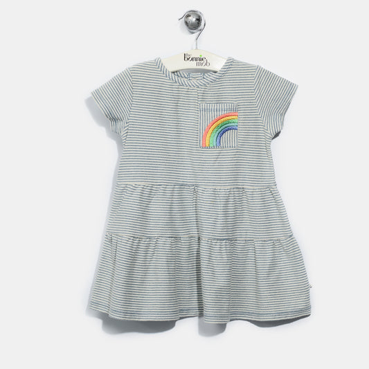 L-HETTI-Denim Stripe Dress-Baby Girl-Light Denim