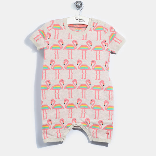 L-IDA-Flamingo Repeat Shortie Playsuit-Baby Girl-Blush