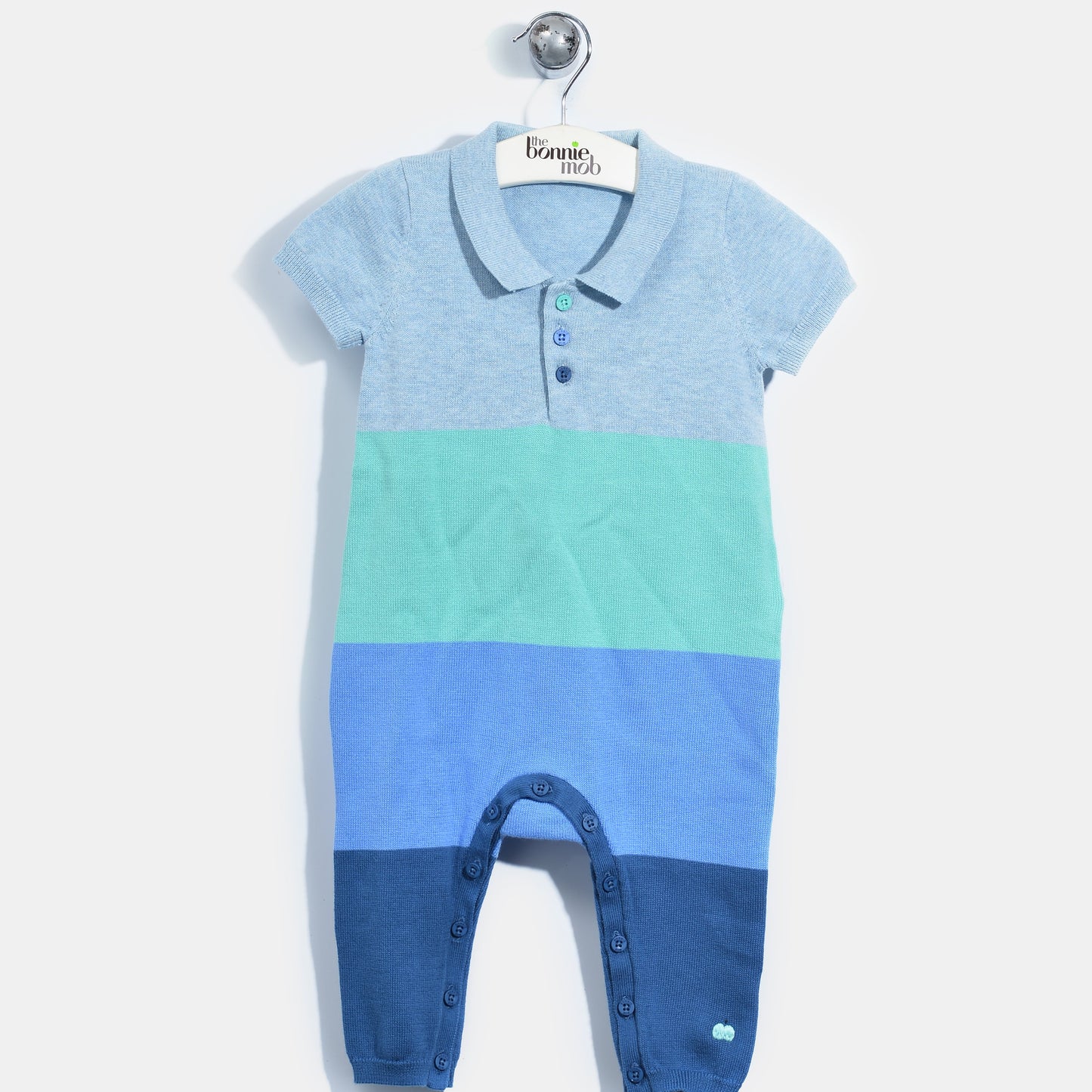L-NOELLE-Colourblock Polo Playsuit-Baby Boy-Blue