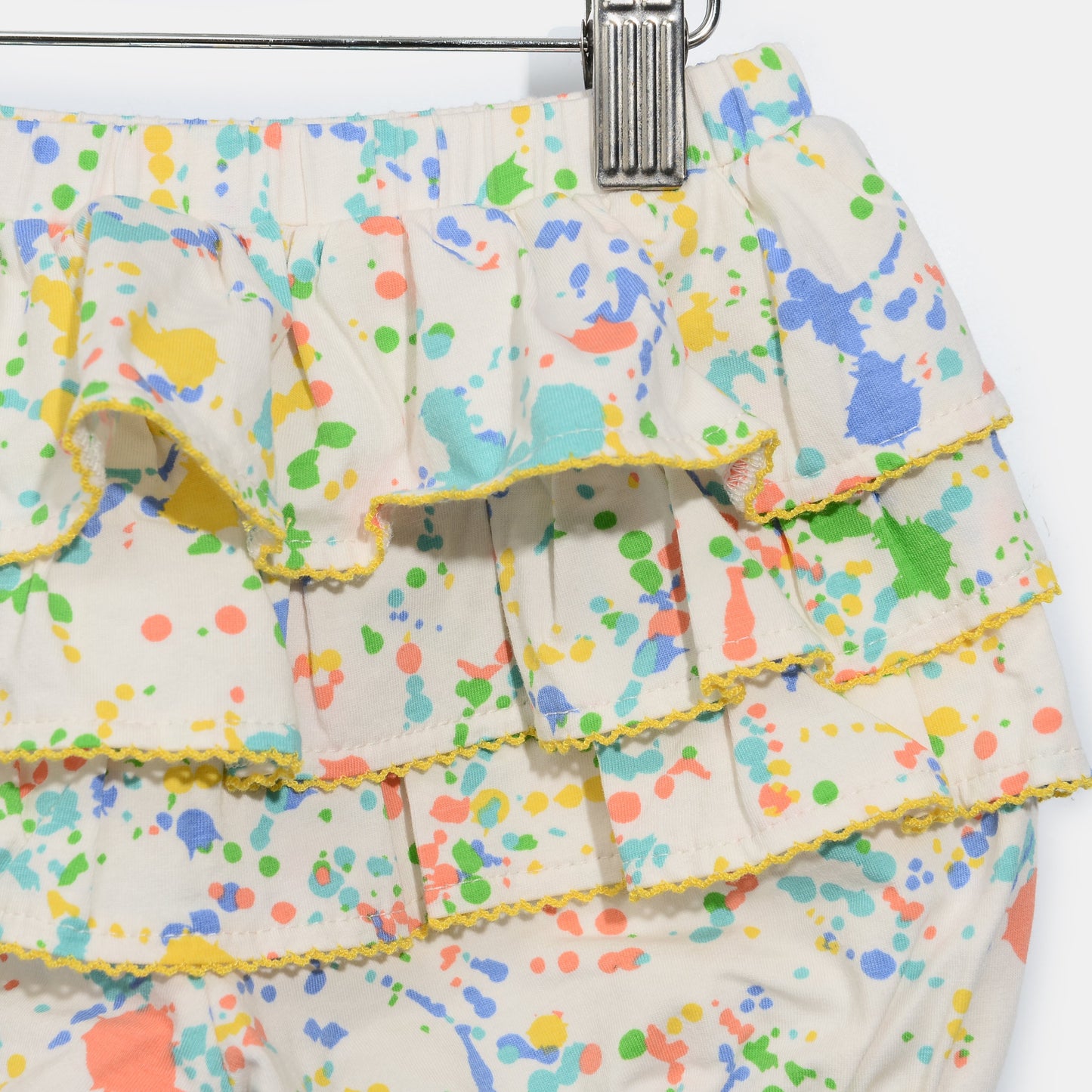 L-OLIVE-Rainbow Splat Print Ruffle Shorts-Baby-Splatter