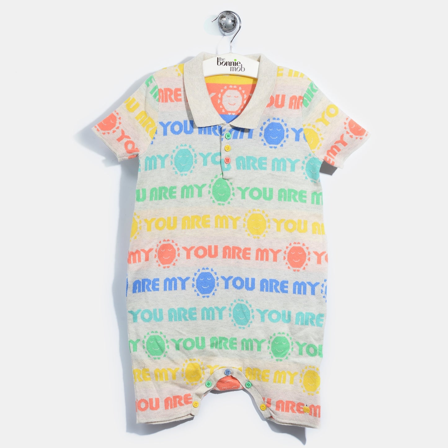 L-YVONNE-You Are My Sunshine Polo Playsuit-Baby-Rainbow