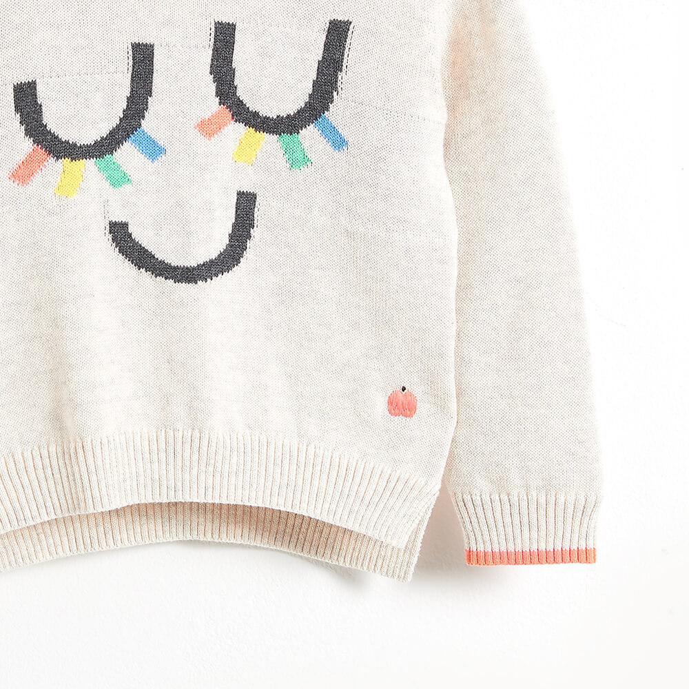 RILEY - Eyelash Intarsia Baby Sweater - Rainbow