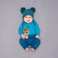 ROBIN - Unisex Baby Knitted Tiger Playsuit - Teal